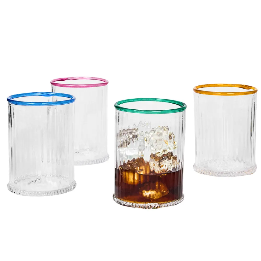 Juliska Glassware|Nell Double Old Fashioned Assorted, Set of 4 in Multi