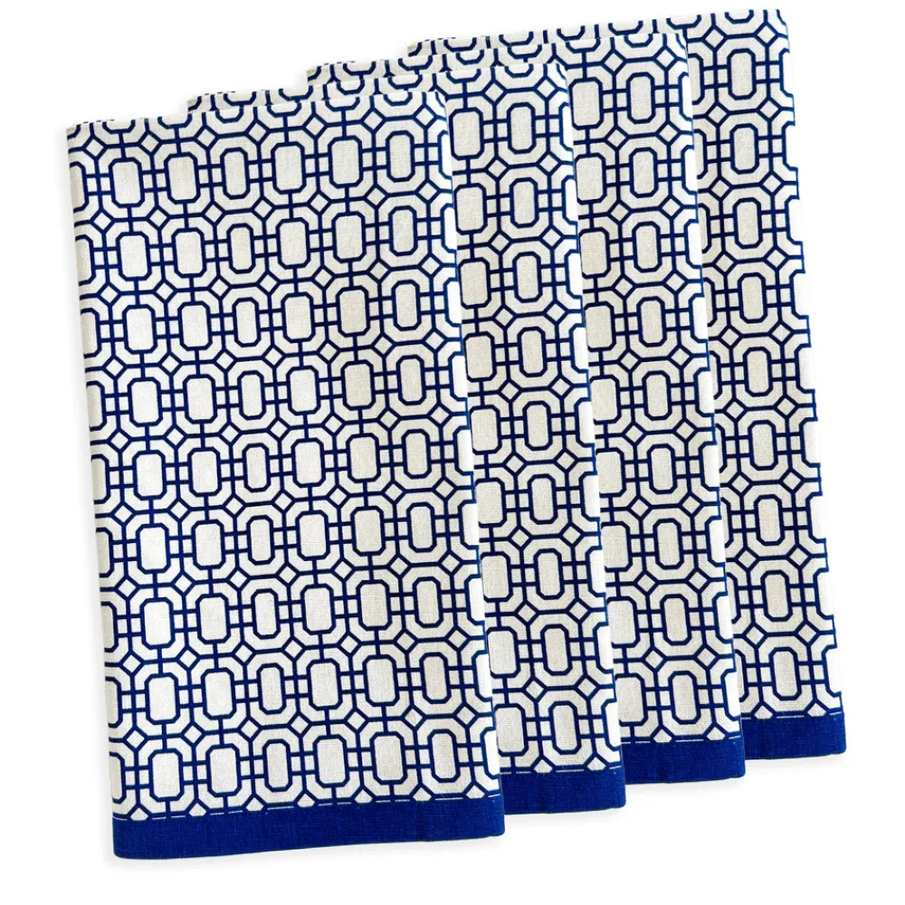 Caskata Place Settings & Linens|Newport Garden Gate Dinner Napkins in Blue, Set of 4