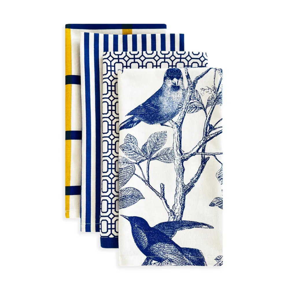 Caskata Place Settings & Linens|Newport Garden Gate Dinner Napkins in Blue, Set of 4