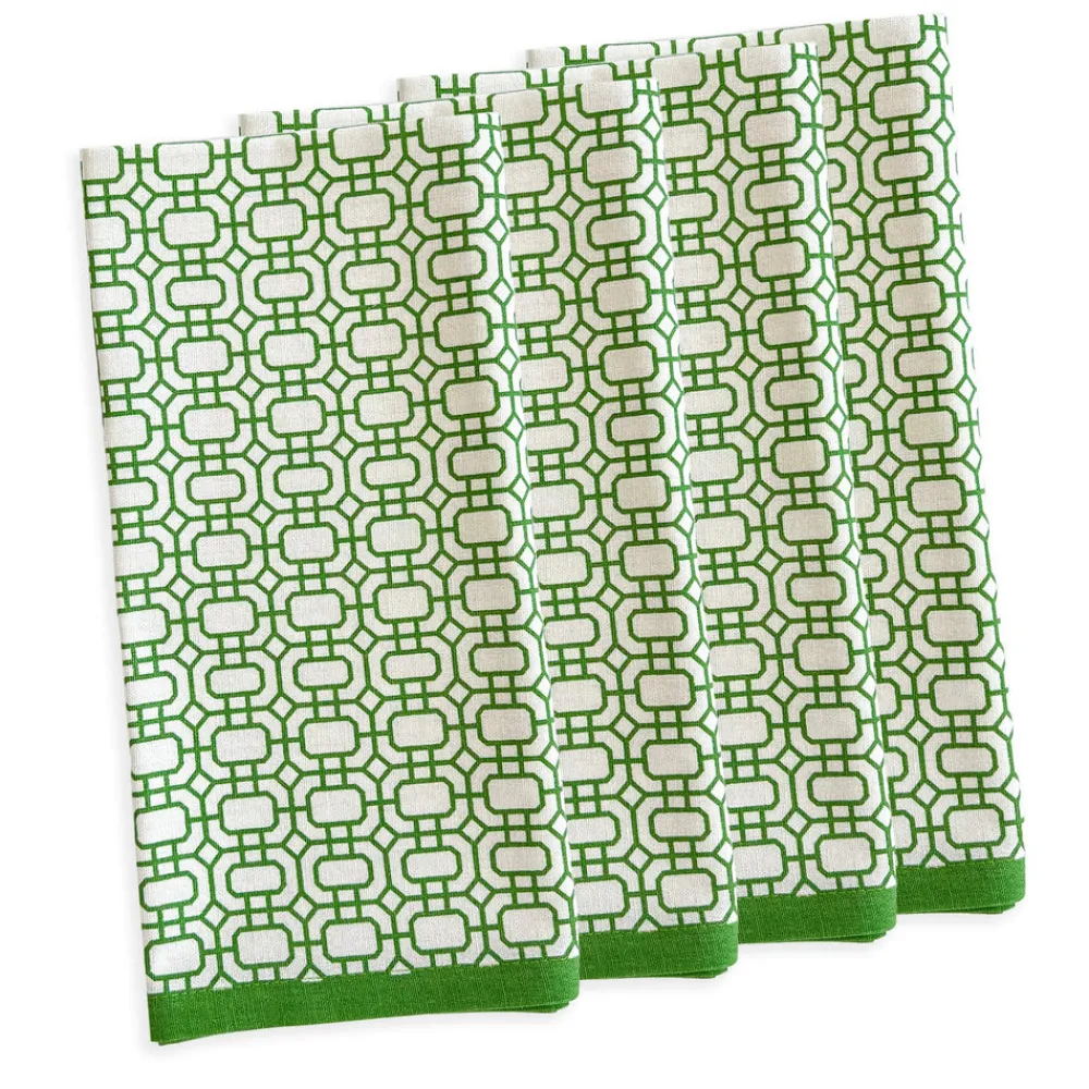 Caskata Place Settings & Linens|Newport Garden Gate Dinner Napkins in Green, Set of 4