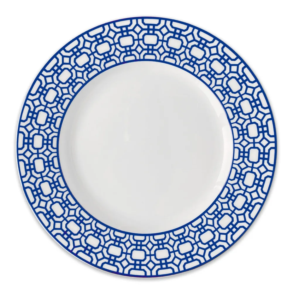 Caskata Dinnerware|Newport Garden Gate Rimmed Dinner Plate Blue
