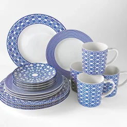 Caskata Dinnerware|Newport Garden Gate Rimmed Dinner Plate Blue
