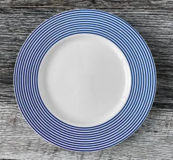 Caskata Dinnerware|Newport Racing Stripe Rimmed Salad Plate