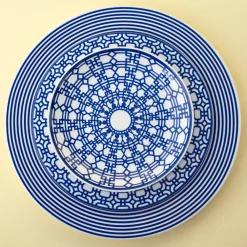 Caskata Dinnerware|Newport Racing Stripe Rimmed Dinner Plate
