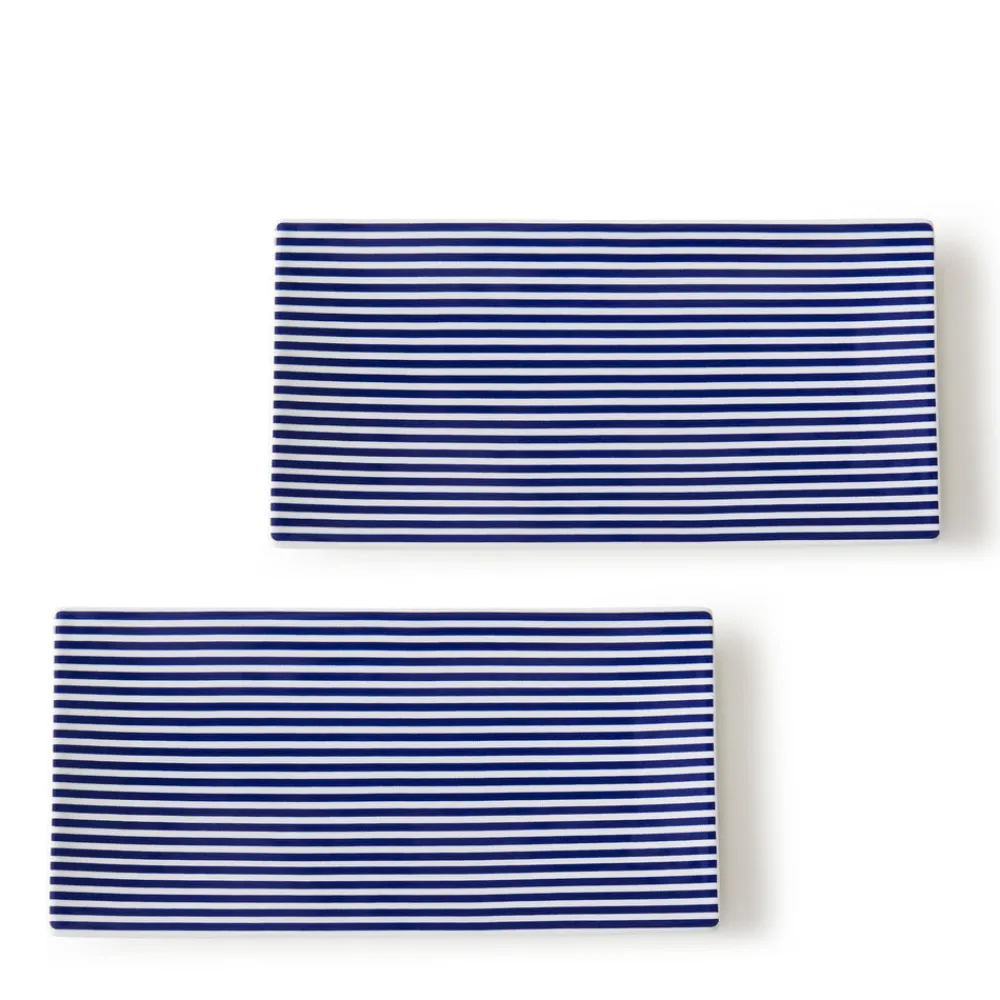 Caskata Dinnerware|Newport Stripe Sushi Tray, Set of 2