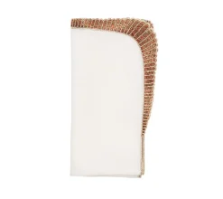 Kim Seybert Place Settings & Linens|Nile Napkin in White & Bronze, Set of 4