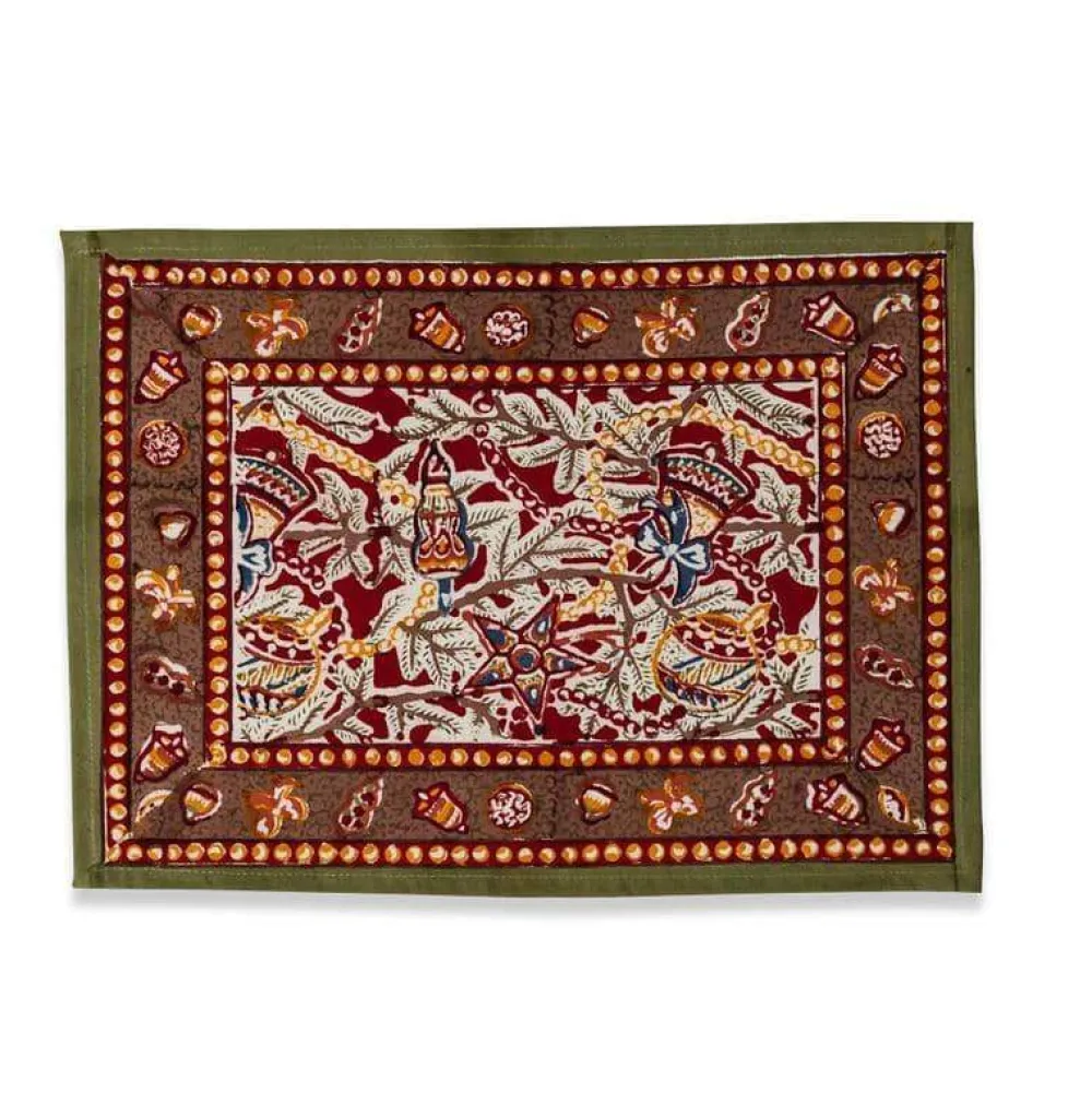 Couleur Nature Place Settings & Linens|Noel Mats in Red & Green, Set of 6