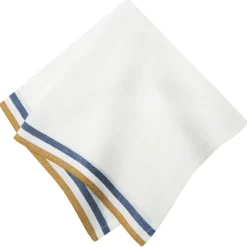 Caravan Place Settings & Linens|Normandy Napkins in Mustard, White, & Blue Stripes, Set of 4