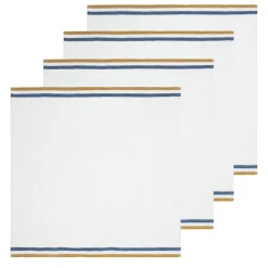 Caravan Place Settings & Linens|Normandy Napkins in Mustard, White, & Blue Stripes, Set of 4