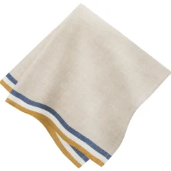 Caravan Place Settings & Linens|Normandy Napkins in Mustard, Natural & Blue Stripes, Set of 4