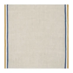 Caravan Place Settings & Linens|Normandy Napkins in Mustard, Natural & Blue Stripes, Set of 4