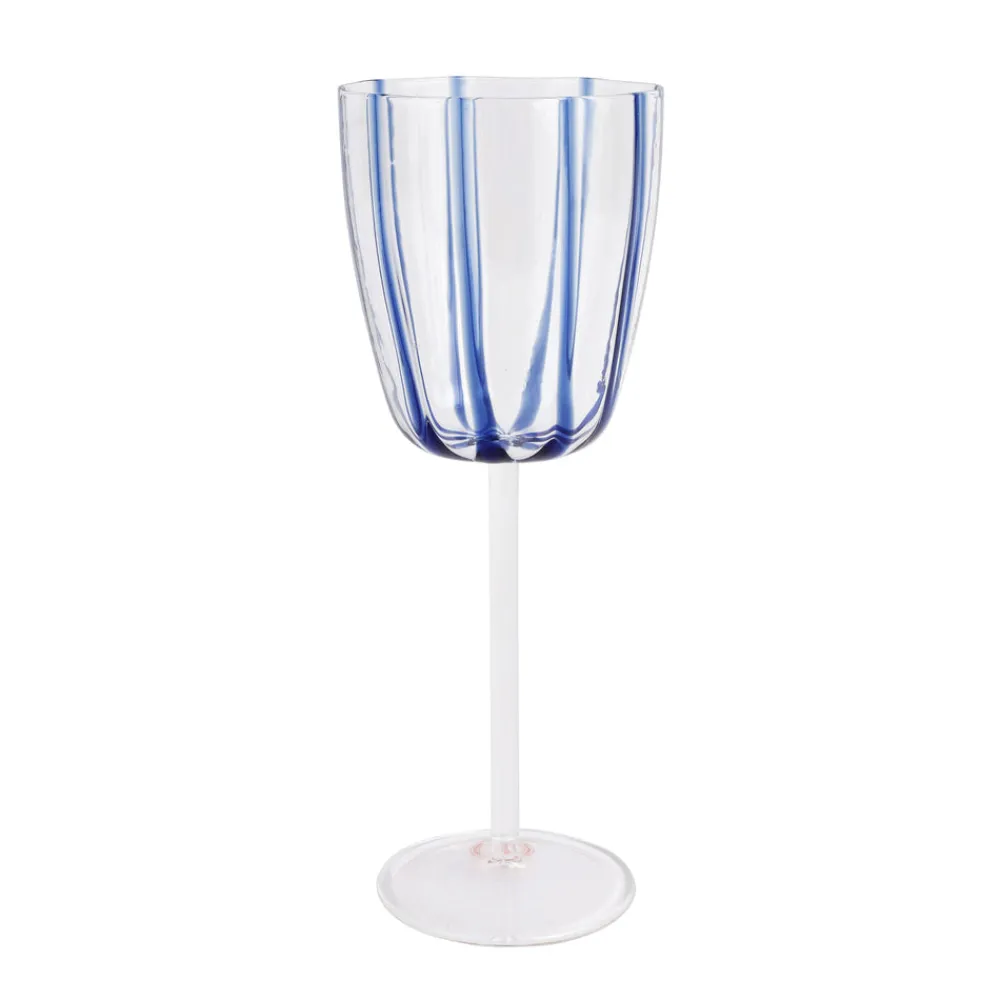 VIETRI Glassware|Nuovo Stripe Blue Wine Glass