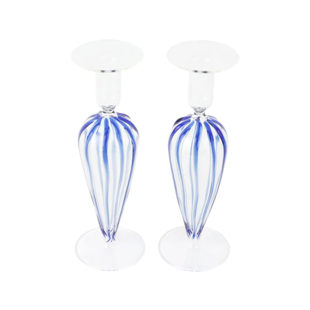 VIETRI Candles|Nuovo Stripe Candlesticks, Set of 2
