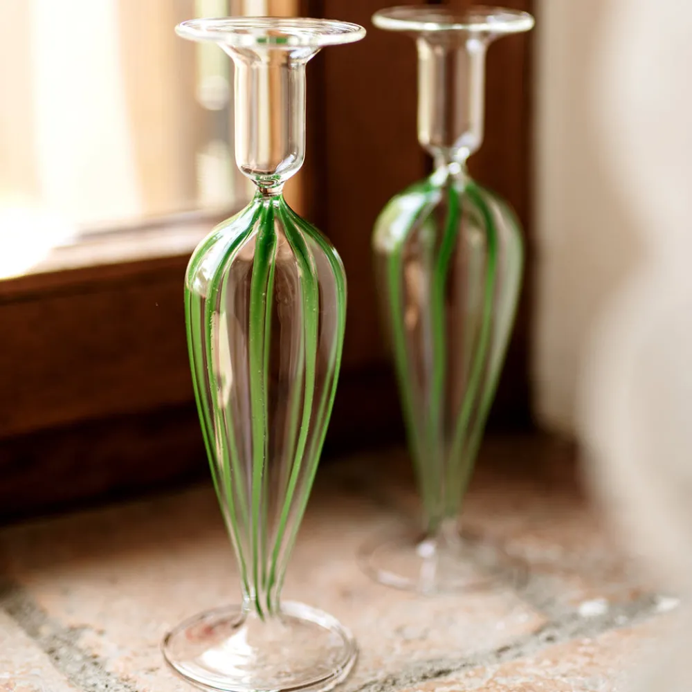 VIETRI Candles|Nuovo Stripe Candlesticks, Set of 2