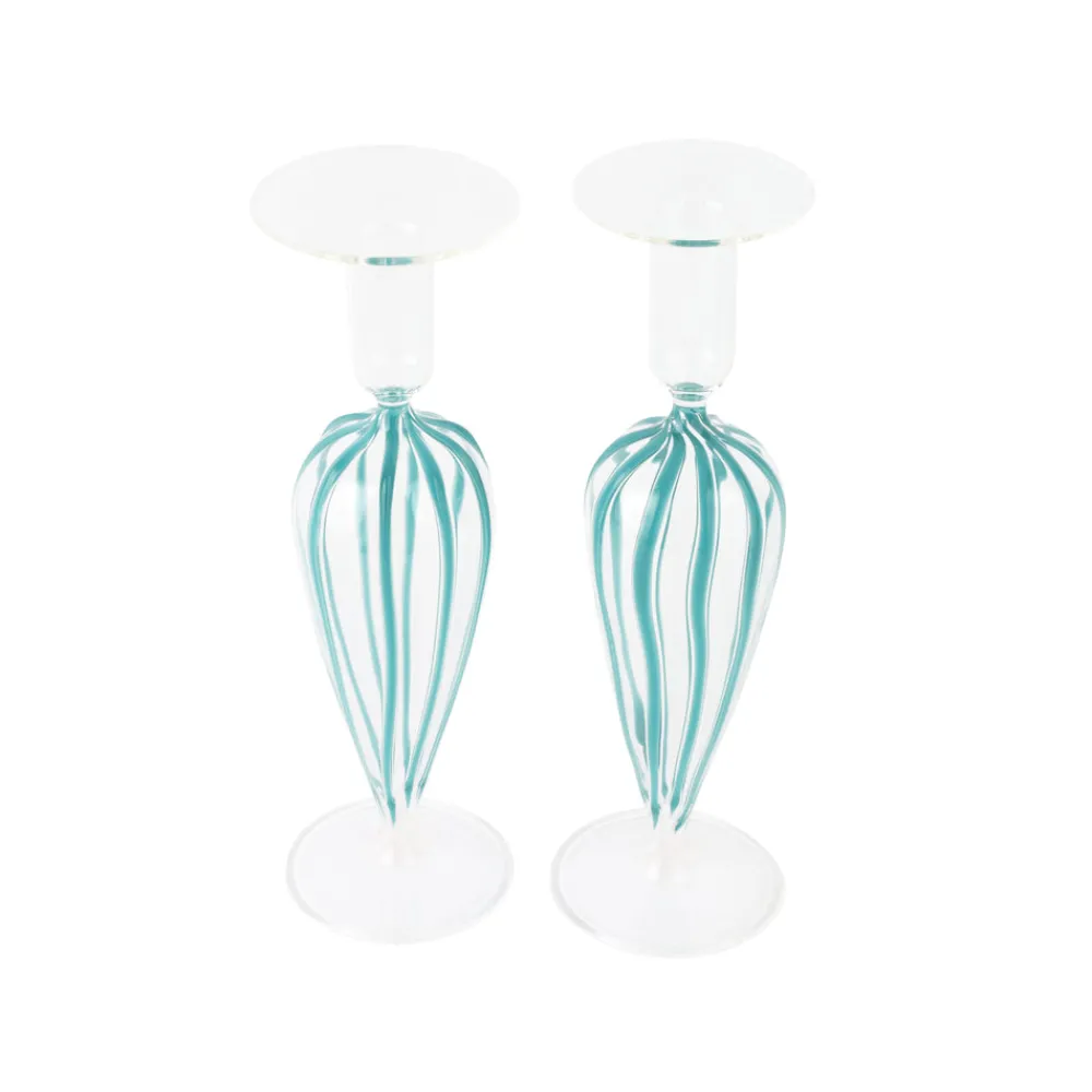 VIETRI Candles|Nuovo Stripe Candlesticks, Set of 2