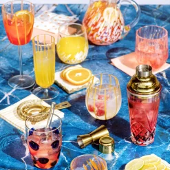 VIETRI Glassware|Nuovo Stripe Champagne Glass in Yellow