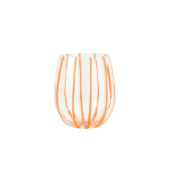 VIETRI Glassware|Nuovo Stripe Stemless Wine Glass in Orange