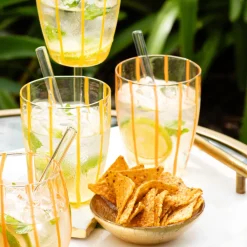 VIETRI Glassware|Nuovo Stripe Tall Tumbler in Yellow