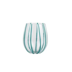 VIETRI Glassware|Nuovo Stripe Teal Stemless Wine Glass