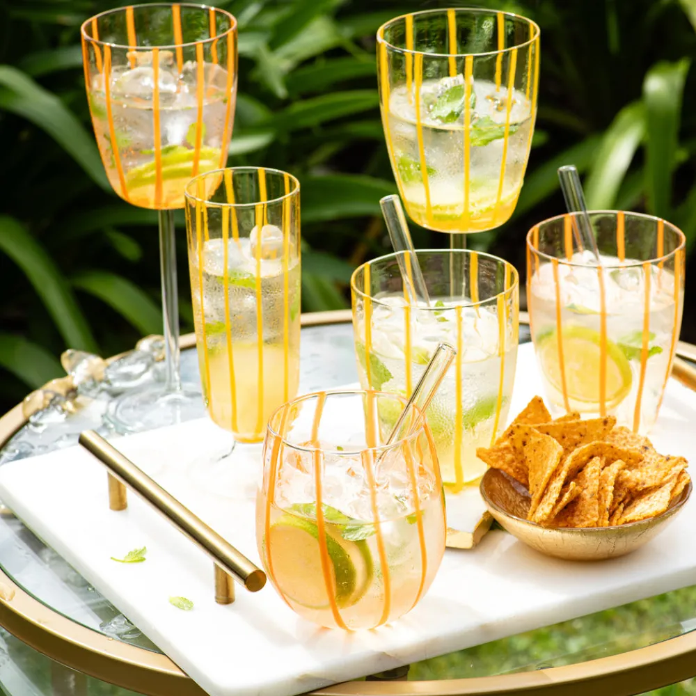 VIETRI Glassware|Nuovo Stripe Wine Glass in Yellow