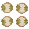Kim Seybert Place Settings & Linens|Oasis Coasters in Ivory, Green & Gold, Set of 4 in a Gift Bag