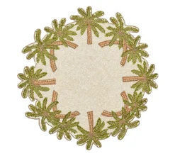 Kim Seybert Place Settings & Linens|Oasis Placemat in Ivory, Green & Gold, Set of 2