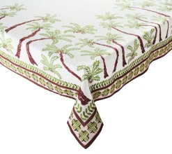 Kim Seybert Place Settings & Linens|Oasis Tablecloth in Ivory, Green & Brown