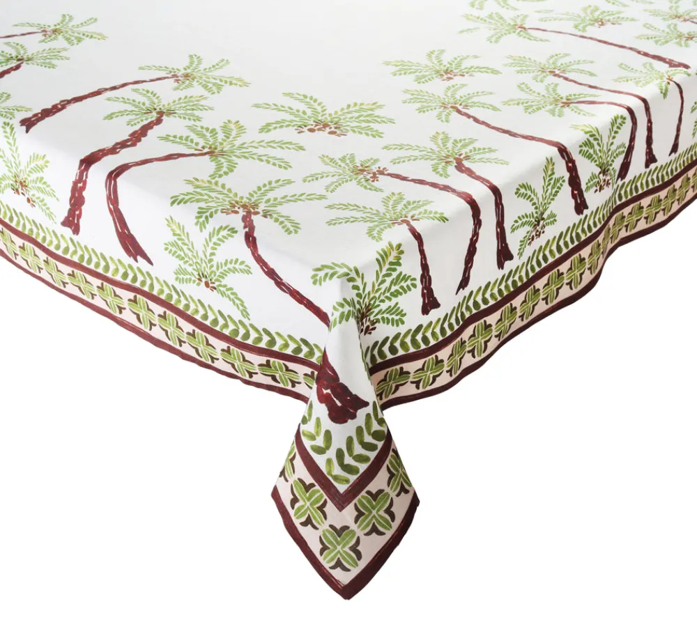 Kim Seybert Place Settings & Linens|Oasis Tablecloth in Ivory, Green & Brown
