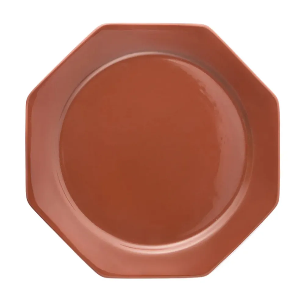 Cabana Dinnerware|Octagonal Dinner Plate in Burgundy