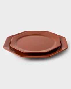 Cabana Dinnerware|Octagonal Dinner Plate in Burgundy