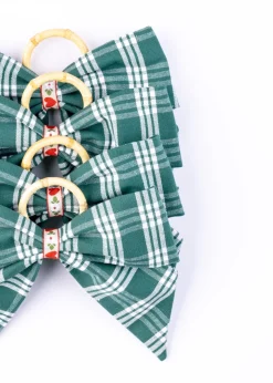 Maria Louise Cottage Place Settings & Linens|Olive Grove Plaid Napkin Rings in Green, Set of 4