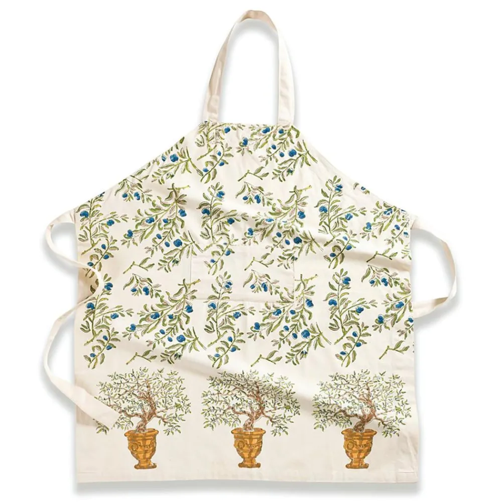 Couleur Nature Place Settings & Linens|Olive Tree Apron in Khaki & Blue