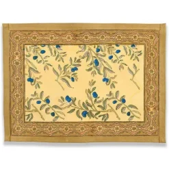Couleur Nature Place Settings & Linens|Olive Tree Mats in Khaki & Blue, Set of 6