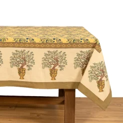 Couleur Nature Place Settings & Linens|Olive Tree Tablecloth in Khaki & Blue