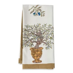 Couleur Nature Place Settings & Linens|Olive Tree Tea Towels in Khaki & Blue, Set of 3