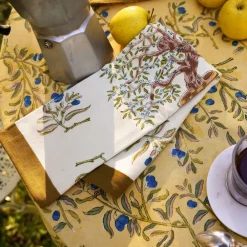 Couleur Nature Place Settings & Linens|Olive Tree Tea Towels in Khaki & Blue, Set of 3