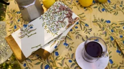 Couleur Nature Place Settings & Linens|Olive Tree Tea Towels in Khaki & Blue, Set of 3