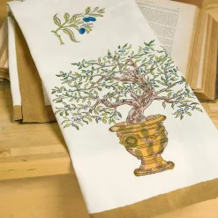 Couleur Nature Place Settings & Linens|Olive Tree Tea Towels in Khaki & Blue, Set of 3