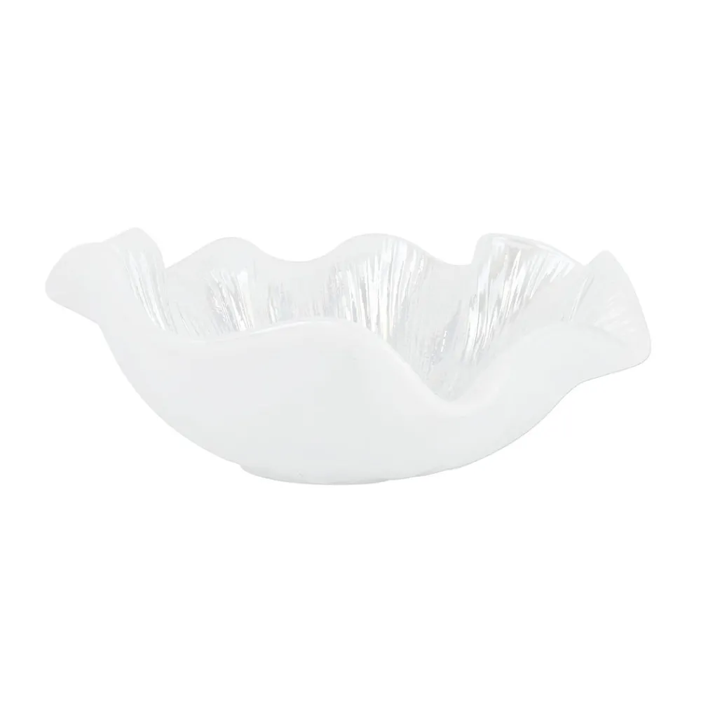 VIETRI Dinnerware|Onda Glass White Ruffled Round Bowl