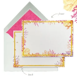 Clementina Sketchbook Stationery|Décor|Orange Corals Stationery Cards, Personalized Set of 50