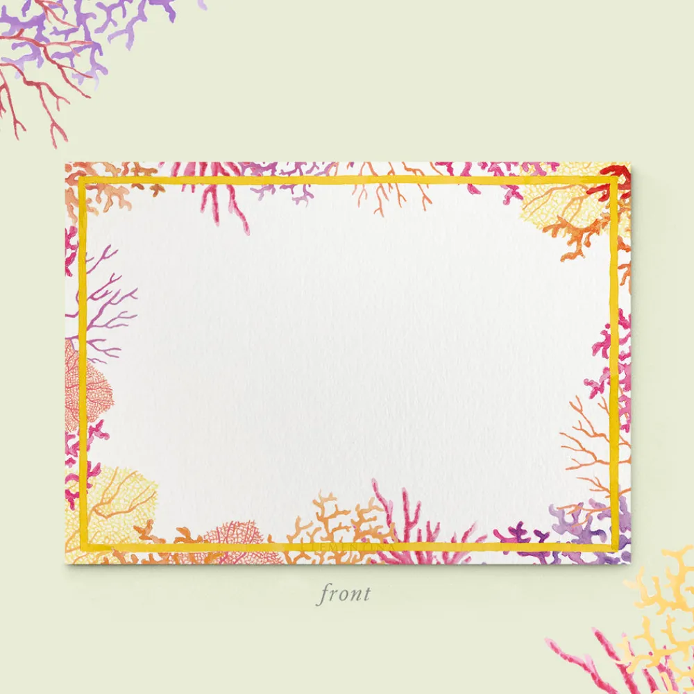 Clementina Sketchbook Stationery|Décor|Orange Corals Stationery Cards, Personalized Set of 50