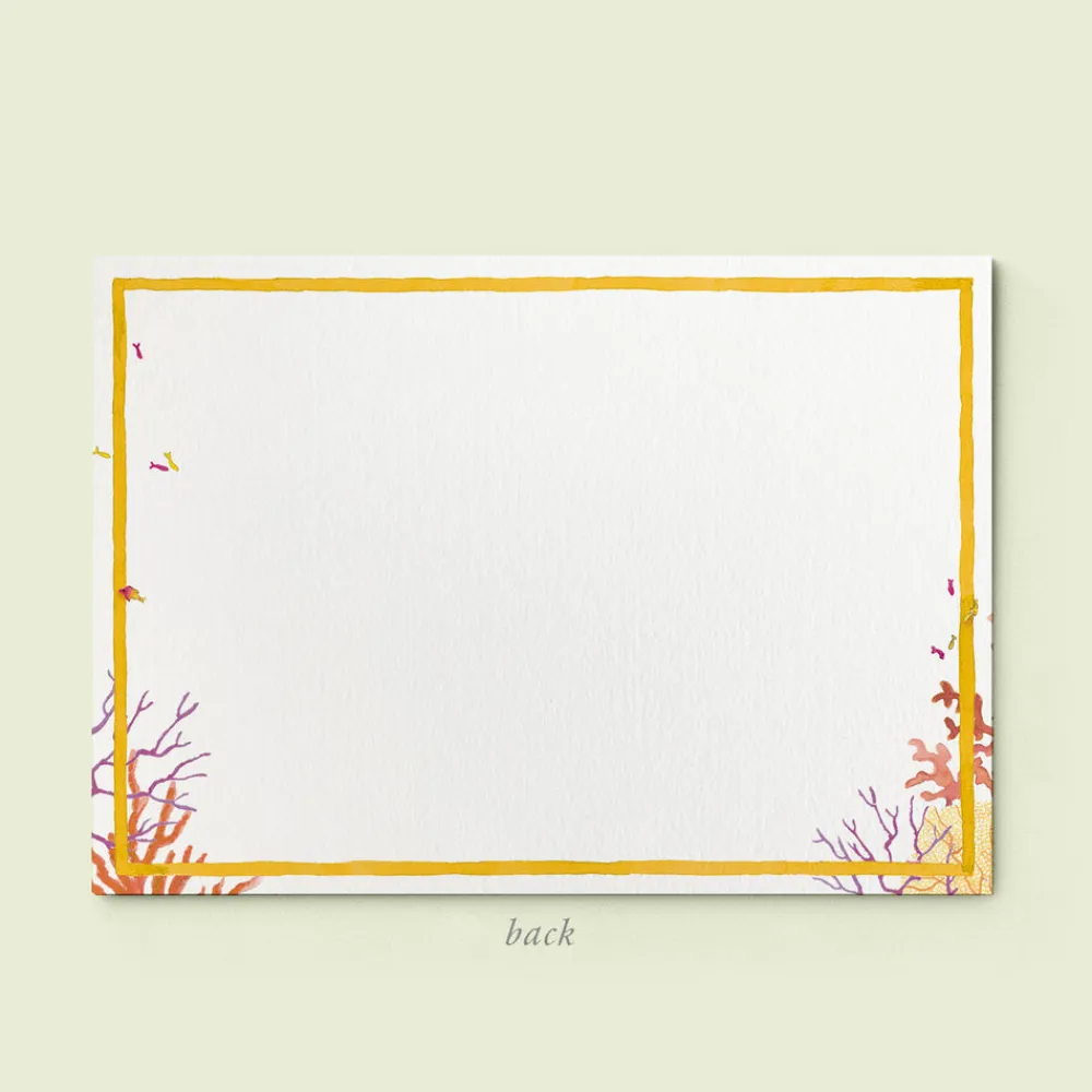 Clementina Sketchbook Stationery|Décor|Orange Corals Stationery Cards, Personalized Set of 50