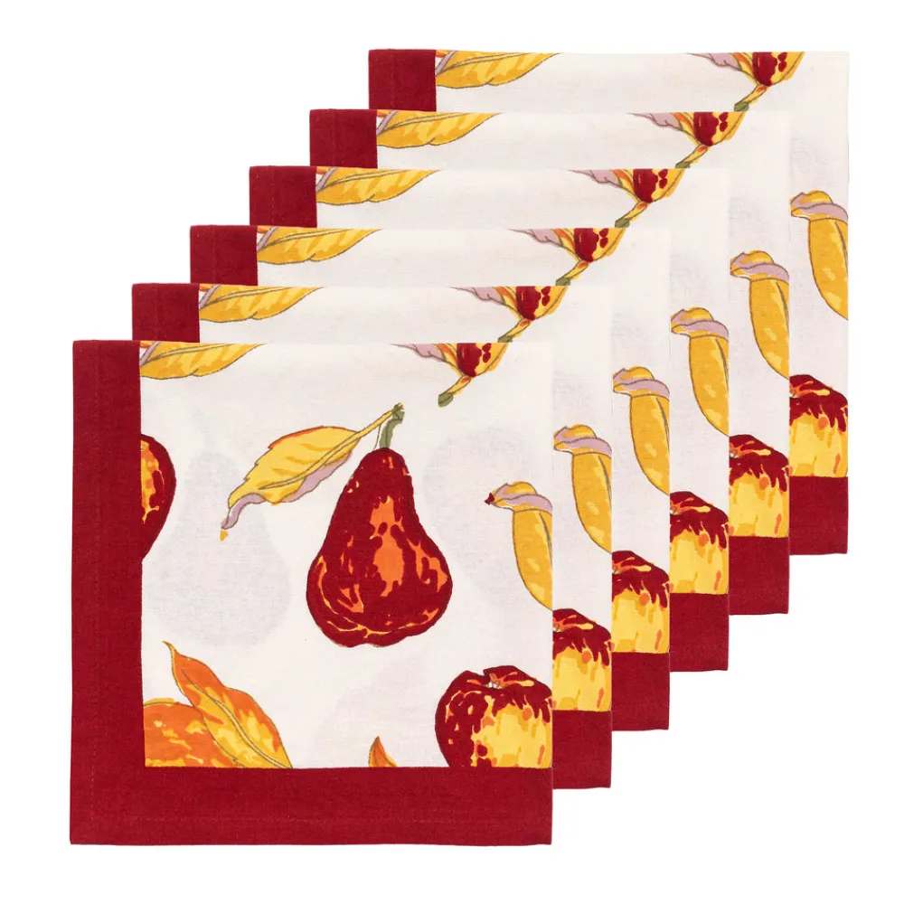 Couleur Nature Place Settings & Linens|Orchard Pear Napkins in Burgundy, Set of 6