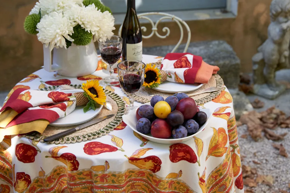 Couleur Nature Place Settings & Linens|Orchard Pear Napkins in Burgundy, Set of 6