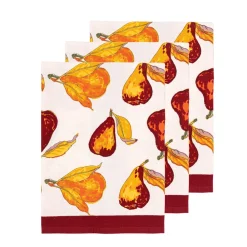 Couleur Nature Place Settings & Linens|Orchard Pear Tea Towels in Burgundy, Set of 3