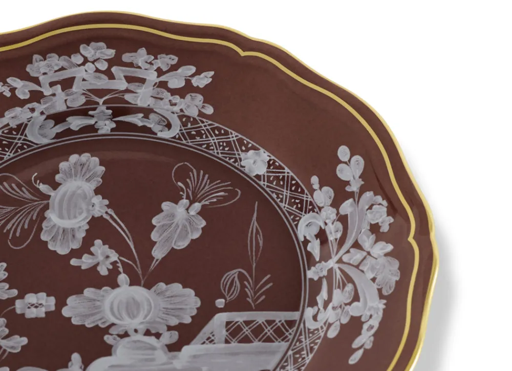Ginori 1735 Dinnerware|Oriente Italiano Antico Doccia Flat Bread Plate in Castagna