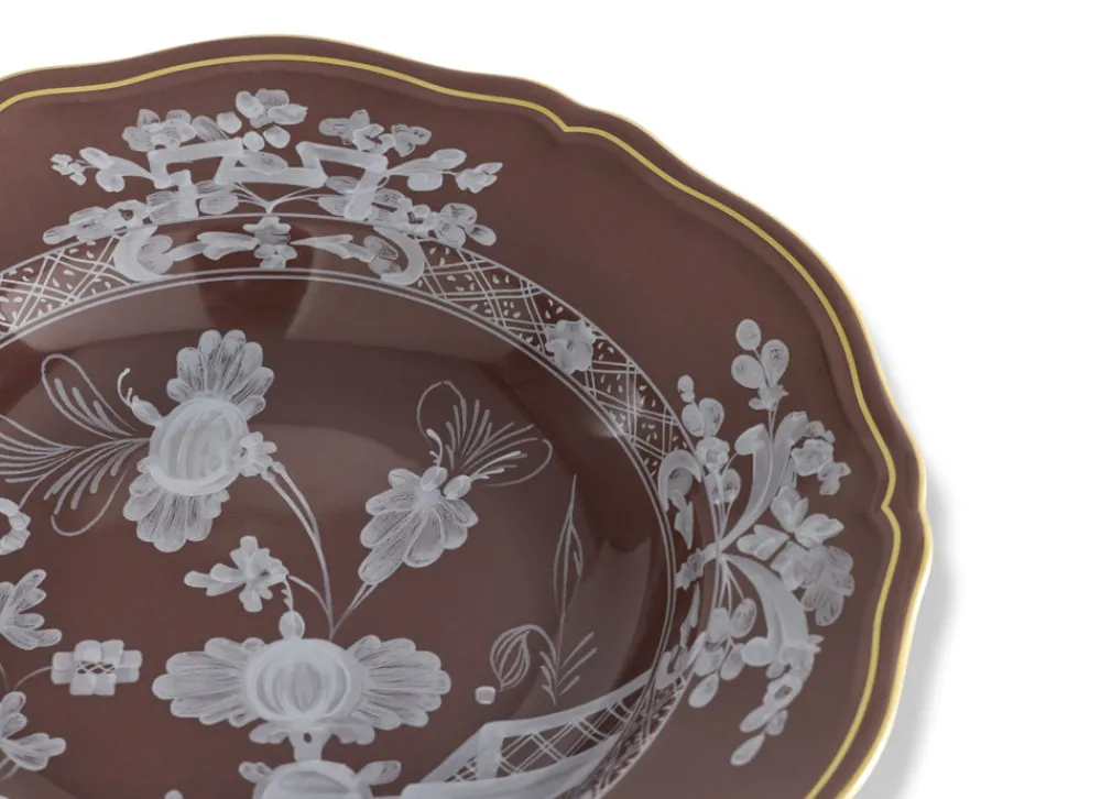 Ginori 1735 Dinnerware|Oriente Italiano Antico Doccia Soup Plate in Castagna