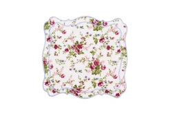 Loulou La Dune Place Settings & Linens|OTM Exclusive: Aline Placemat and Napkin Set in Pink with Serenity Blue Embroidery