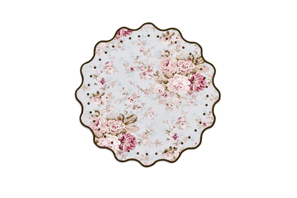 Loulou La Dune Place Settings & Linens|OTM Exclusive: Delphine Placemat and Napkin Set in Sea Foam with Forest Green Embroidery