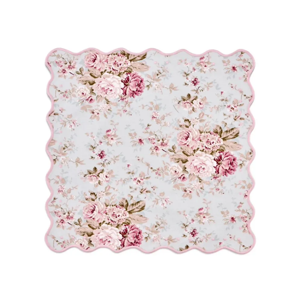 Loulou La Dune Place Settings & Linens|OTM Exclusive: Delphine Placemat and Napkin Set in Sea Foam with Blush Embroidery